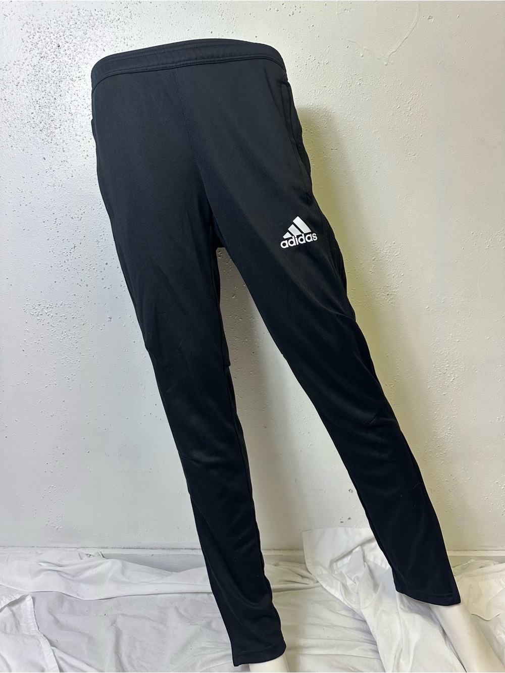 adidas Black Youth Athletic Joggers with White Logo